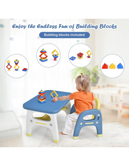 Conjunto de Mesa y Sillas para Niños Costzon Dinosaurio Azul