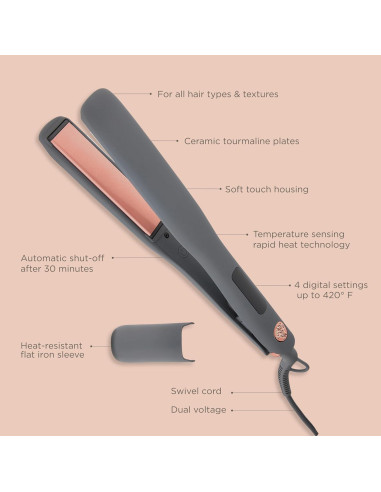 Plancha de Pelo Hairitage Straight to It - Cerámica Turmalina