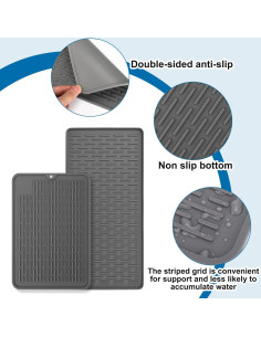 Tapete Secador de Silicona Palksky para Jarra Brita 30x20cm Gris 2