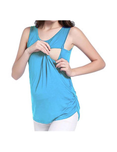 Top de Maternidad Nituyy Doble Capa para Lactancia Azul