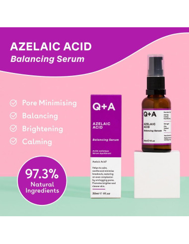 Suero Facial Equilibrante Q+A Ácido Azelaico 30ml con Zinc PCA