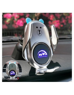 Cargador Inalámbrico para Auto Peanutech Oso Plateado 15W