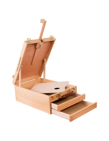 Caja de Suministros de Arte Kuyal Caballete Ajustable 2 Cajones