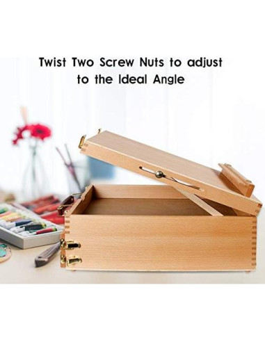 Caja de Suministros de Arte Kuyal Caballete Ajustable 2 Cajones