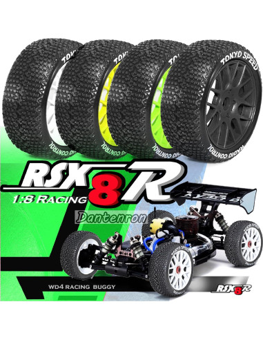 Neumáticos y Ruedas RC 1/8 Dantenron Caucho 4PCS Blanco