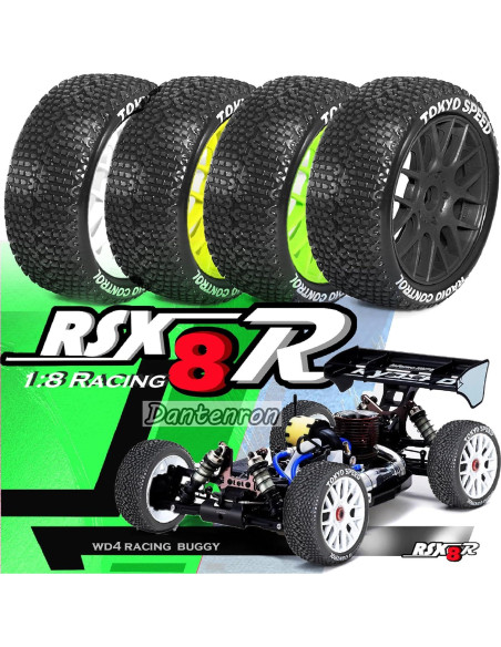 Neumáticos y Ruedas RC 1/8 Dantenron Caucho 4PCS Blanco