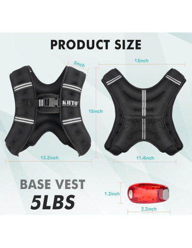 Chaleco de Peso KHTO 2.27kg con Luz Reflectante para Entrenamiento