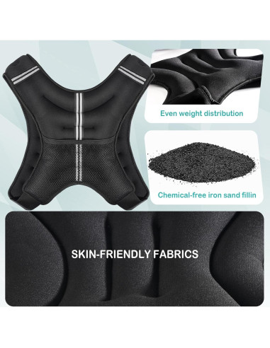 Chaleco de Peso KHTO 2.27kg con Luz Reflectante para Entrenamiento