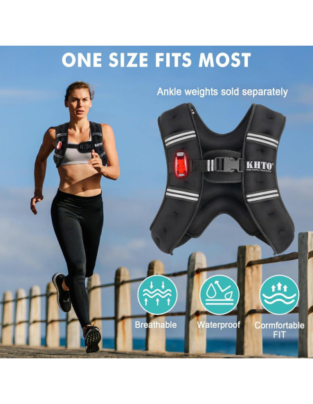 Chaleco de Peso KHTO 2.27kg con Luz Reflectante para Entrenamiento