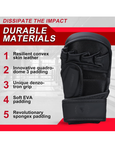 Guantes de MMA Valchiria para Sparring y Entrenamiento Negro