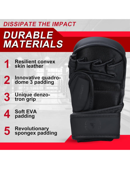 Guantes de MMA Valchiria para Sparring y Entrenamiento Negro