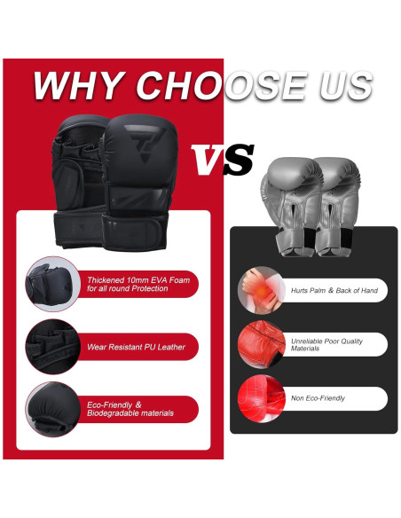 Guantes de MMA Valchiria para Sparring y Entrenamiento Negro