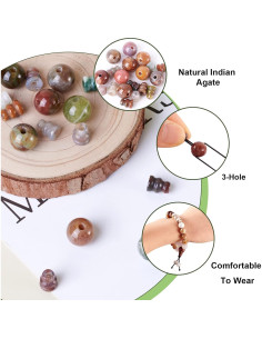 Perlas Guru de Ágata India Craftdady 10 Juegos 16.5-18mm 2