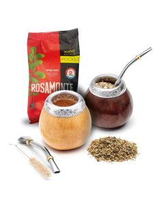 Set de Yerba Mate Balibetov - 2 Calabazas, 2 Bombillas, 1 Cepillo, 100g