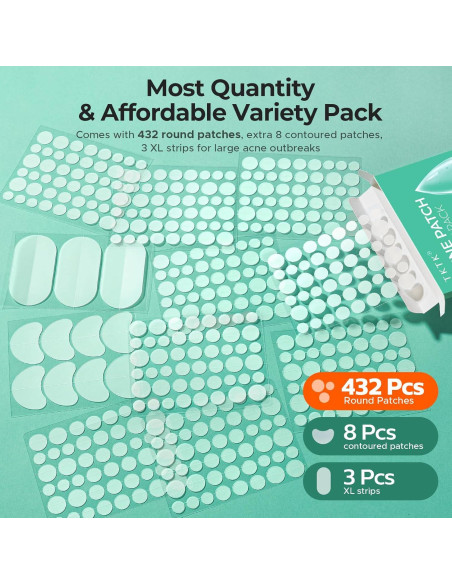 Parches para Acné TKTK Hidrocoloides 443 Piezas 5 Tamaños