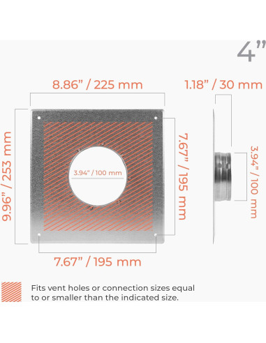 Brida de Conector de Conducto HVAC OV 4" Acero Galvanizado