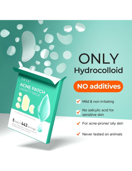 Parches para Acné TKTK Hidrocoloides 443 Piezas 5 Tamaños