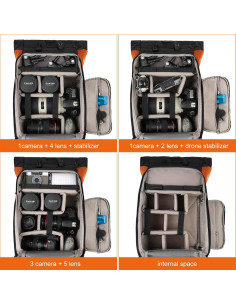 Mochila para cámara Besnfoto impermeable 20.7L naranja 2