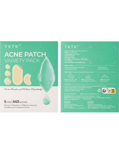 Parches para Acné TKTK Hidrocoloides 443 Piezas 5 Tamaños