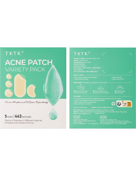 Parches para Acné TKTK Hidrocoloides 443 Piezas 5 Tamaños