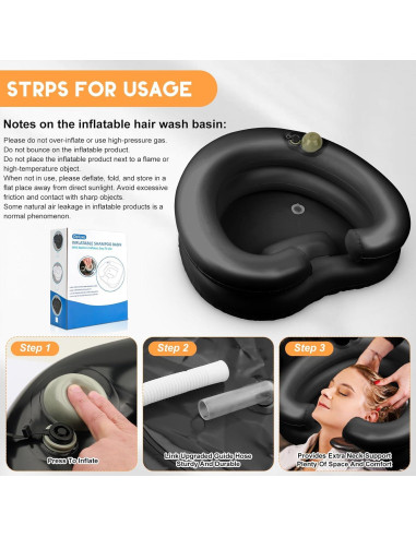 Lavabo de Lavado de Cabello Inflable Samlomi - Negro Corazón