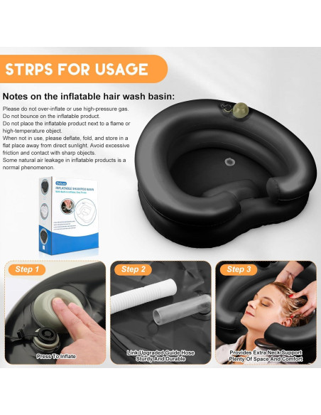 Lavabo de Lavado de Cabello Inflable Samlomi - Negro Corazón