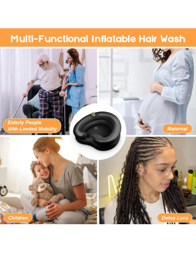 Lavabo de Lavado de Cabello Inflable Samlomi - Negro Corazón