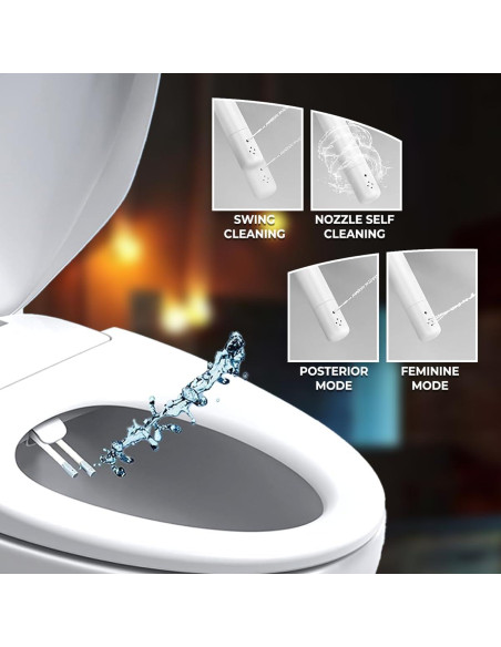 Asiento de Inodoro Bidet GenieBidet Redondo con Boquillas Ajustables