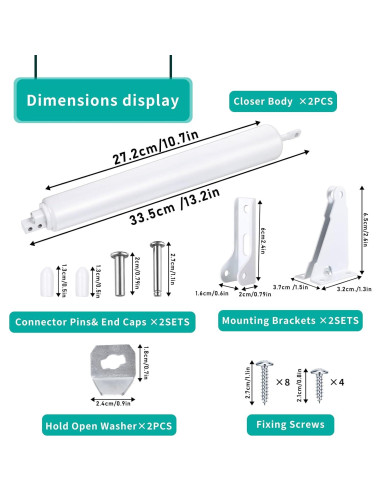2 Juegos de Cierres de Puerta de Tormenta Josojoou Blanco