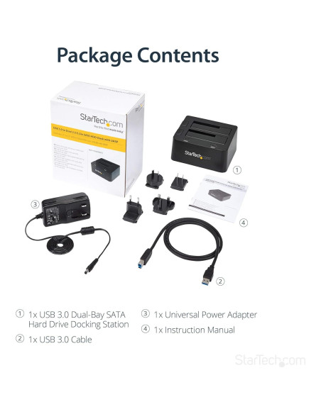 Dock de Disco Duro USB 3.0 StarTech SDOCK2U33 Doble Bahía 2.5/3.5"