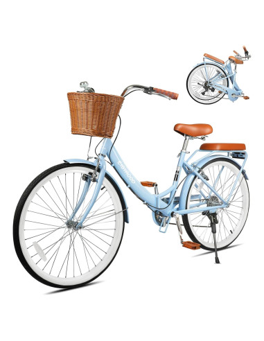 Bicicleta de Playa Plegable Gasgo 26" 7 Velocidades Azul