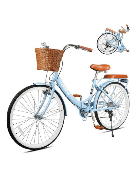 Bicicleta de Playa Plegable Gasgo 26" 7 Velocidades Azul