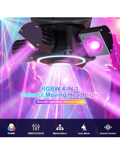 HOLDLAMP Luz Móvil de Cabeza 4 Brazos 120W DMX Efectos RGBW 2