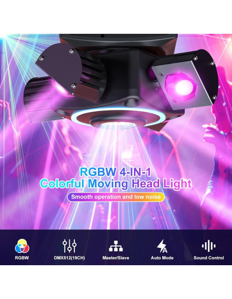 HOLDLAMP Luz Móvil de Cabeza 4 Brazos 120W DMX Efectos RGBW