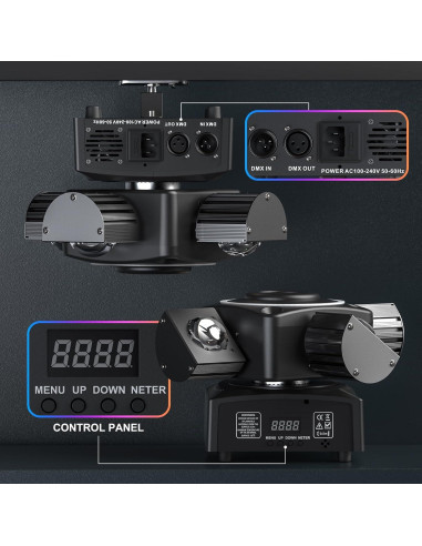 HOLDLAMP Luz Móvil de Cabeza 4 Brazos 120W DMX Efectos RGBW