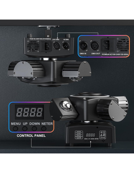 HOLDLAMP Luz Móvil de Cabeza 4 Brazos 120W DMX Efectos RGBW