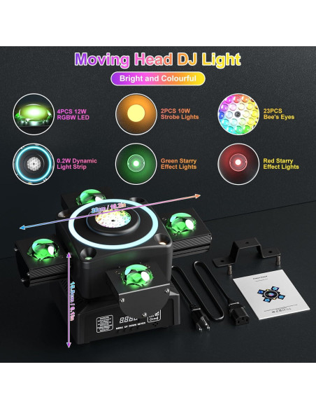 HOLDLAMP Luz Móvil de Cabeza 4 Brazos 120W DMX Efectos RGBW