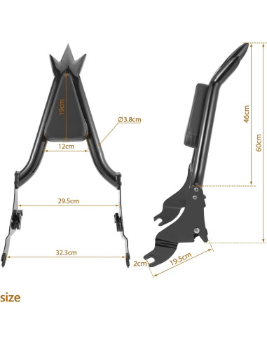 Sissy Bar Desmontable Drytuns para Harley Touring 2009-2024