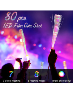 80 Palos de Luz LED Vinsot 26 cm Multicolor 3 Modos de Parpadeo 2