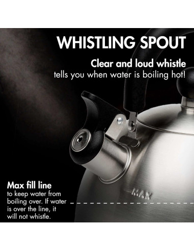 Hervidor de agua Primula Stewart 1.42L acero inoxidable silbante