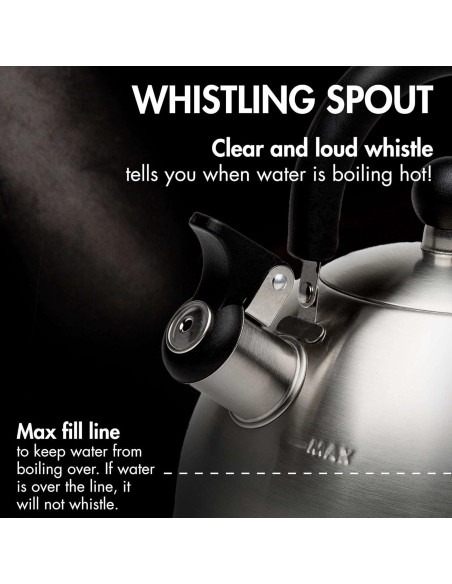 Hervidor de agua Primula Stewart 1.42L acero inoxidable silbante