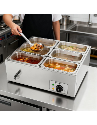 Calentador de Comida Eléctrico ROVSUN 42.3QT 1200W 6 Bandejas