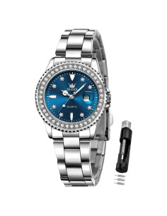 Reloj de Dama OLEVS Cuarzo Analógico con Diamantes Azul