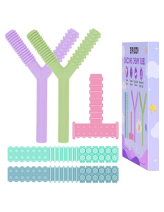 Juguetes Masticables Sensoriales ERKOON 5 Piezas Silicona Grado Alimenticio