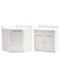 Armario de Cocina Miniatura LUOZZY 2 Piezas Madera Blanco