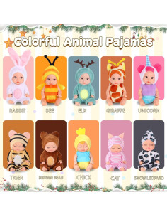 Juego de 10 Muñecas Reborn 10 cm con Ropa de Animales 2