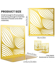 Soportes de Libros Decorativos NiHome Metal Dorado 16cm 2