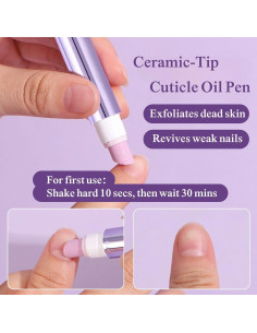 Bolígrafo de Aceite para Cutículas NineRoms 2-en-1 con Punta Cerámica 2