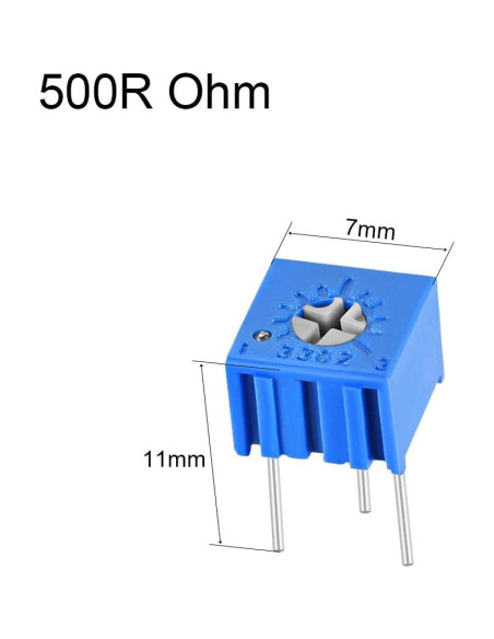 Potenciómetro Trimmer 500 Ohm uxcell 3362P-501 5 Pcs
