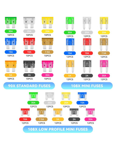 Kit de Fusibles Automotrices Tioollev 306PCS Estándar Mini